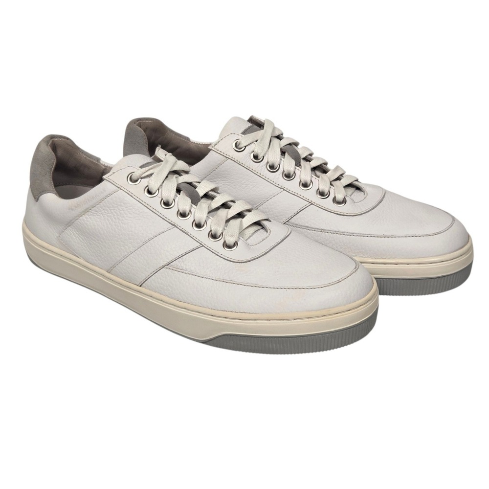 Peter Millar Leather Sneakers Mens 9.5 White Grey Suede Crown Logo MA22RF50